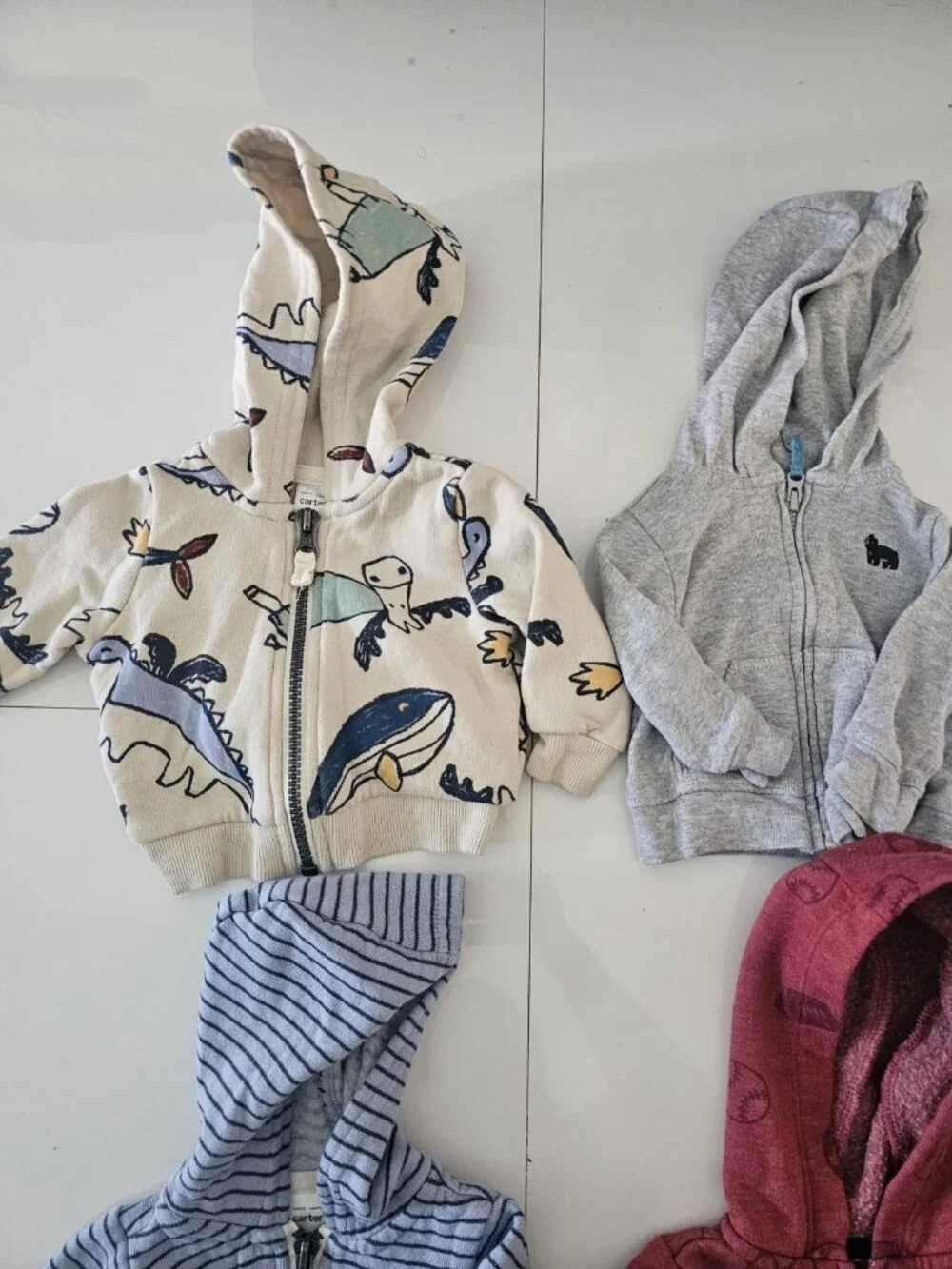 Carter's Newborn Boys Full Zip Hoodie Jackets With Pockets - 6 Piece Bundle